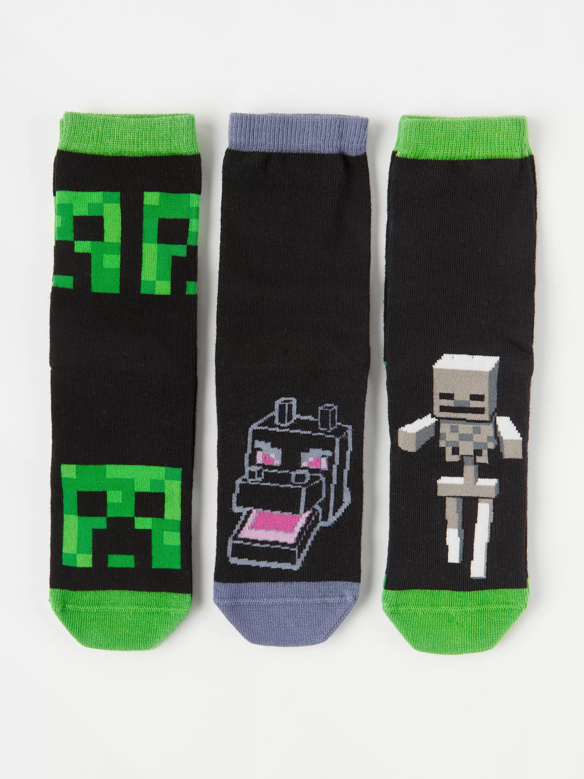 Lindex Sokker & Tights<3-Pakning Med Sokker Med Minecraft-Motiv Black