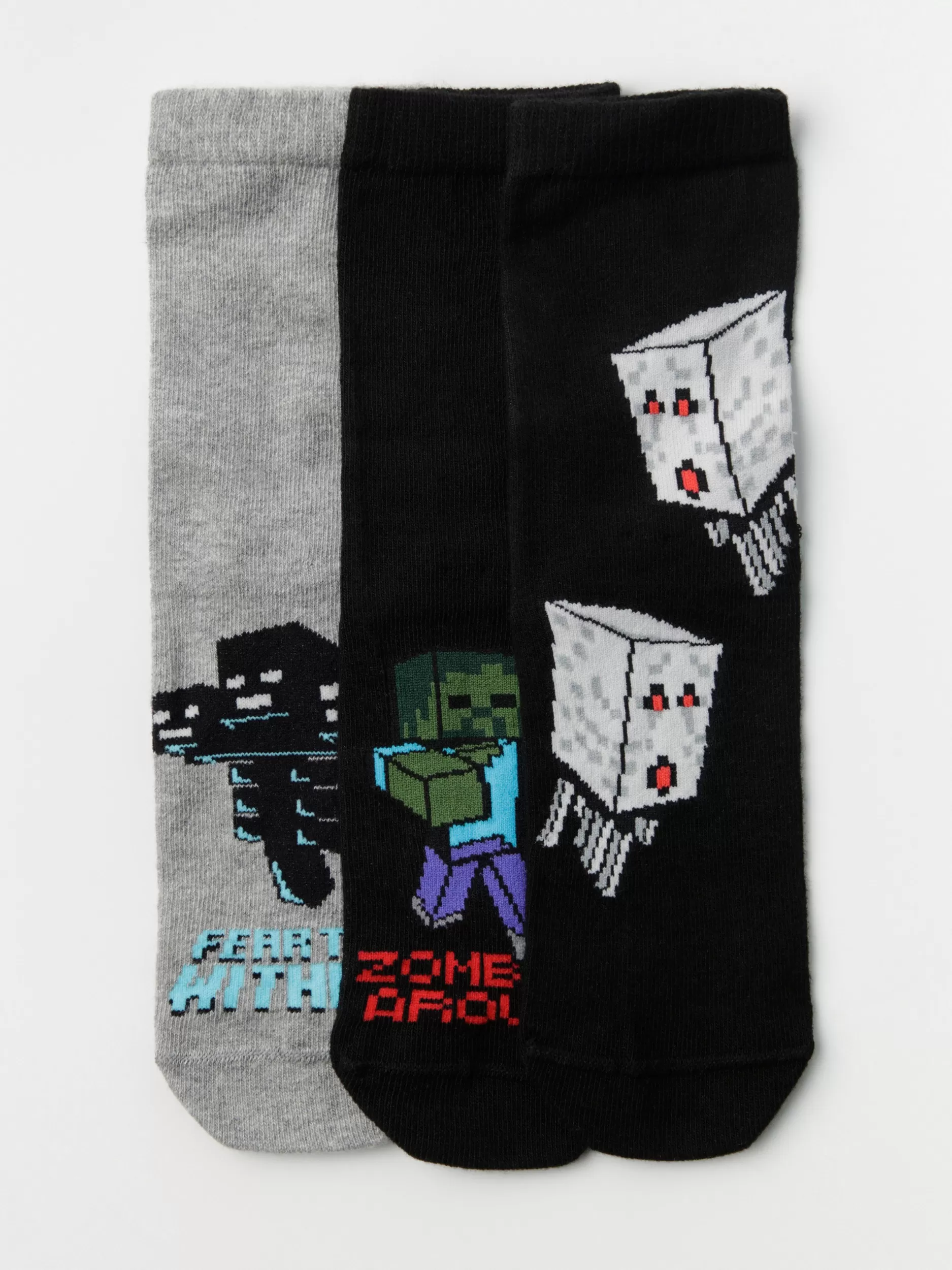 Lindex Sokker & Tights<3-Pakning Med Sokker Med Minecraft-Motiv Black