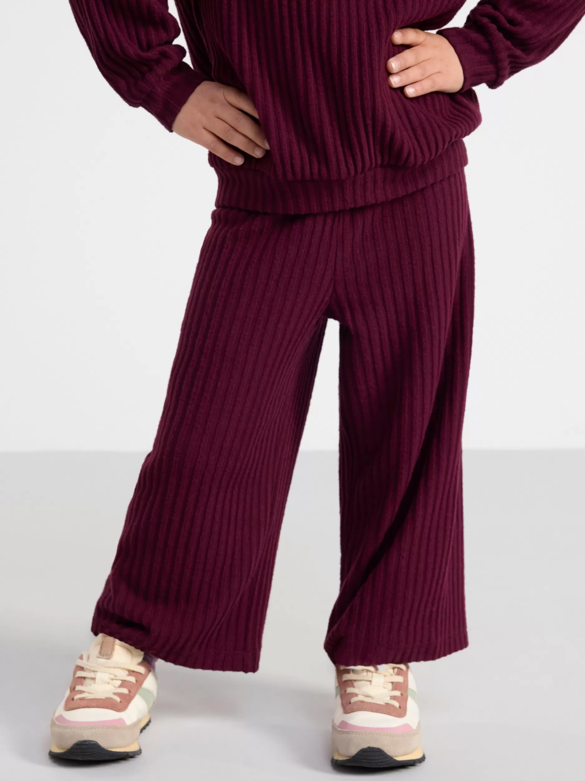 Lindex Bukser & Leggings<Avkortet, Ribbestrikket Bukse Dark Lilac