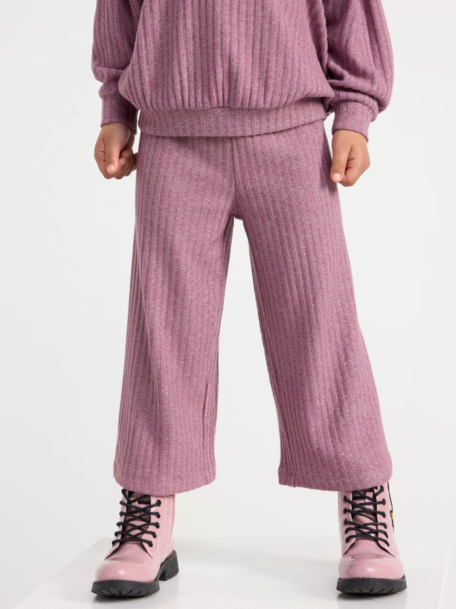 Lindex Bukser & Leggings<Avkortet, Ribbestrikket Bukse Dusty Lilac