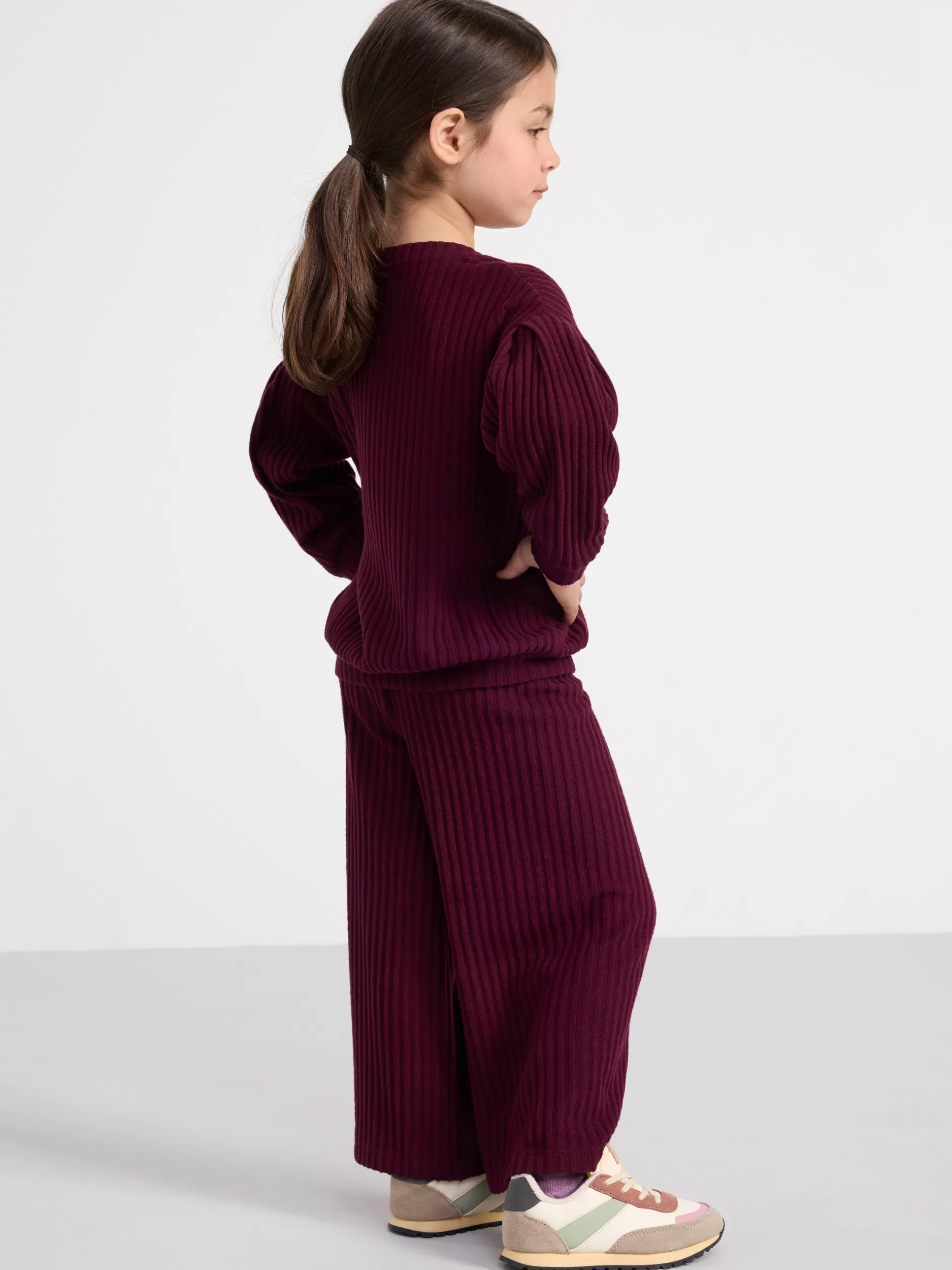 Lindex Bukser & Leggings<Avkortet, Ribbestrikket Bukse Dark Lilac