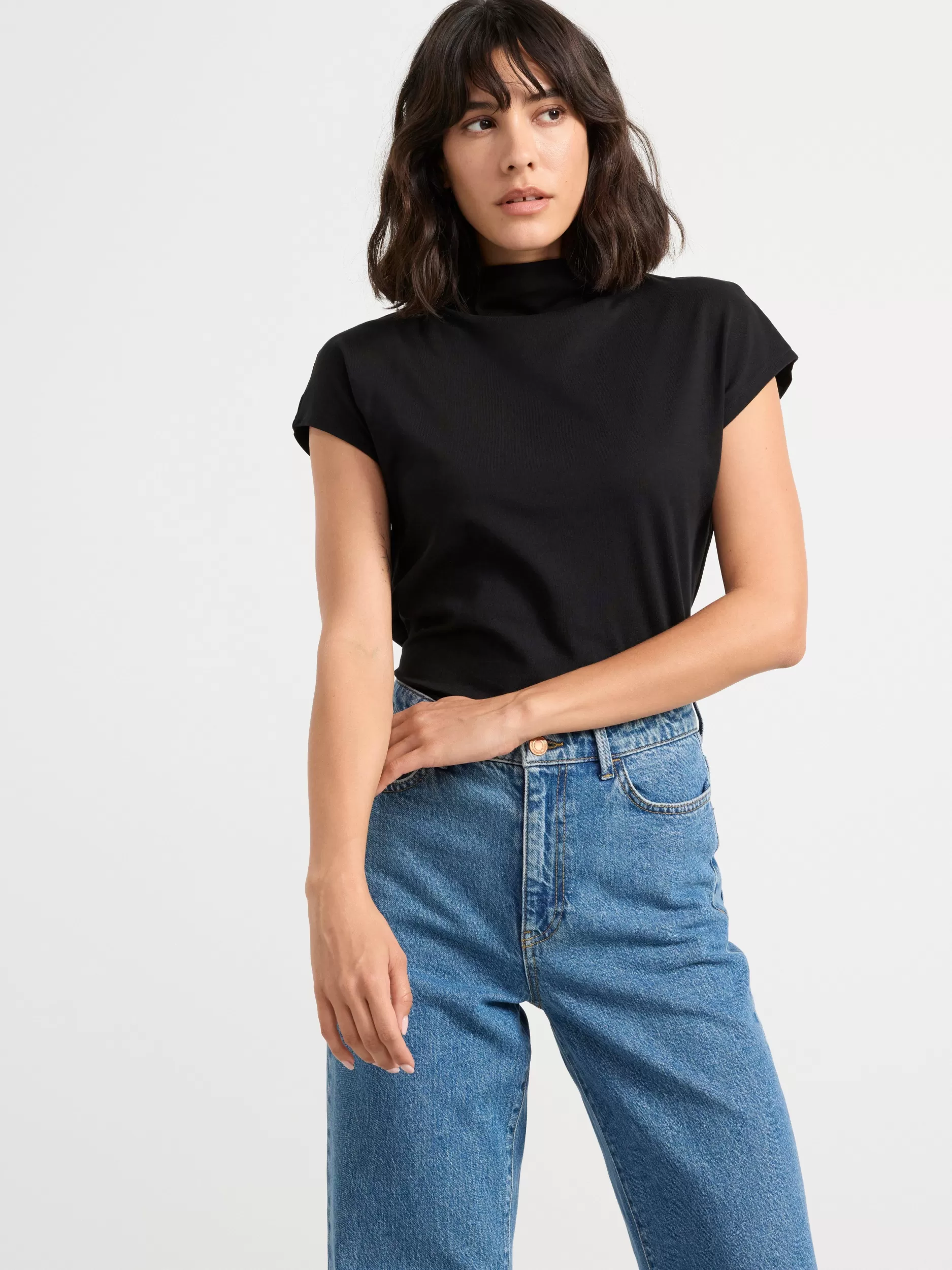 Lindex Topper & T-Skjorter<Kortermet, Ettersittende Overdel Black