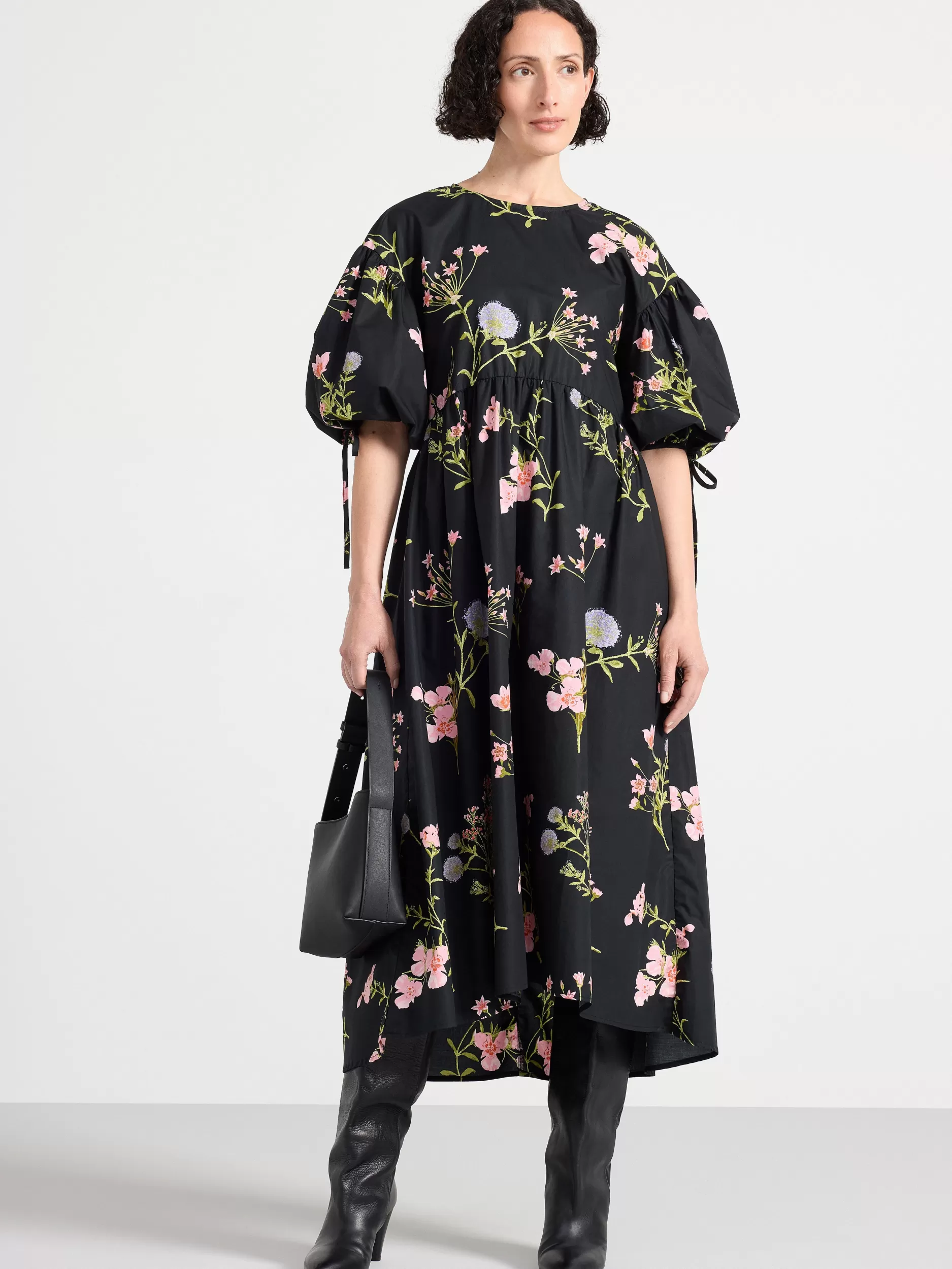 Lindex Kjoler<Midikjole Med Puffermer Black