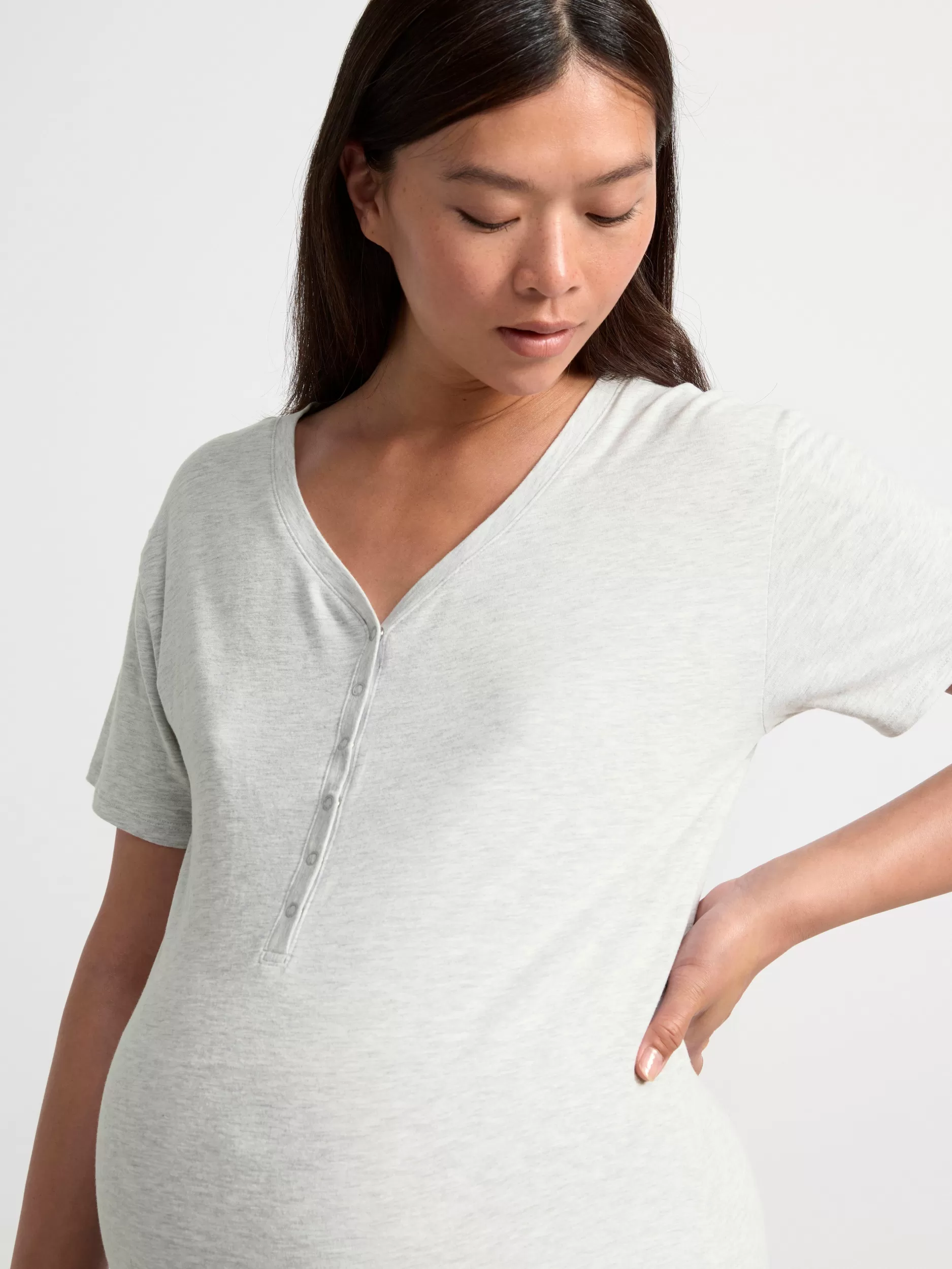 Lindex Nattøy<Mom Nattkjole Light Grey Melange