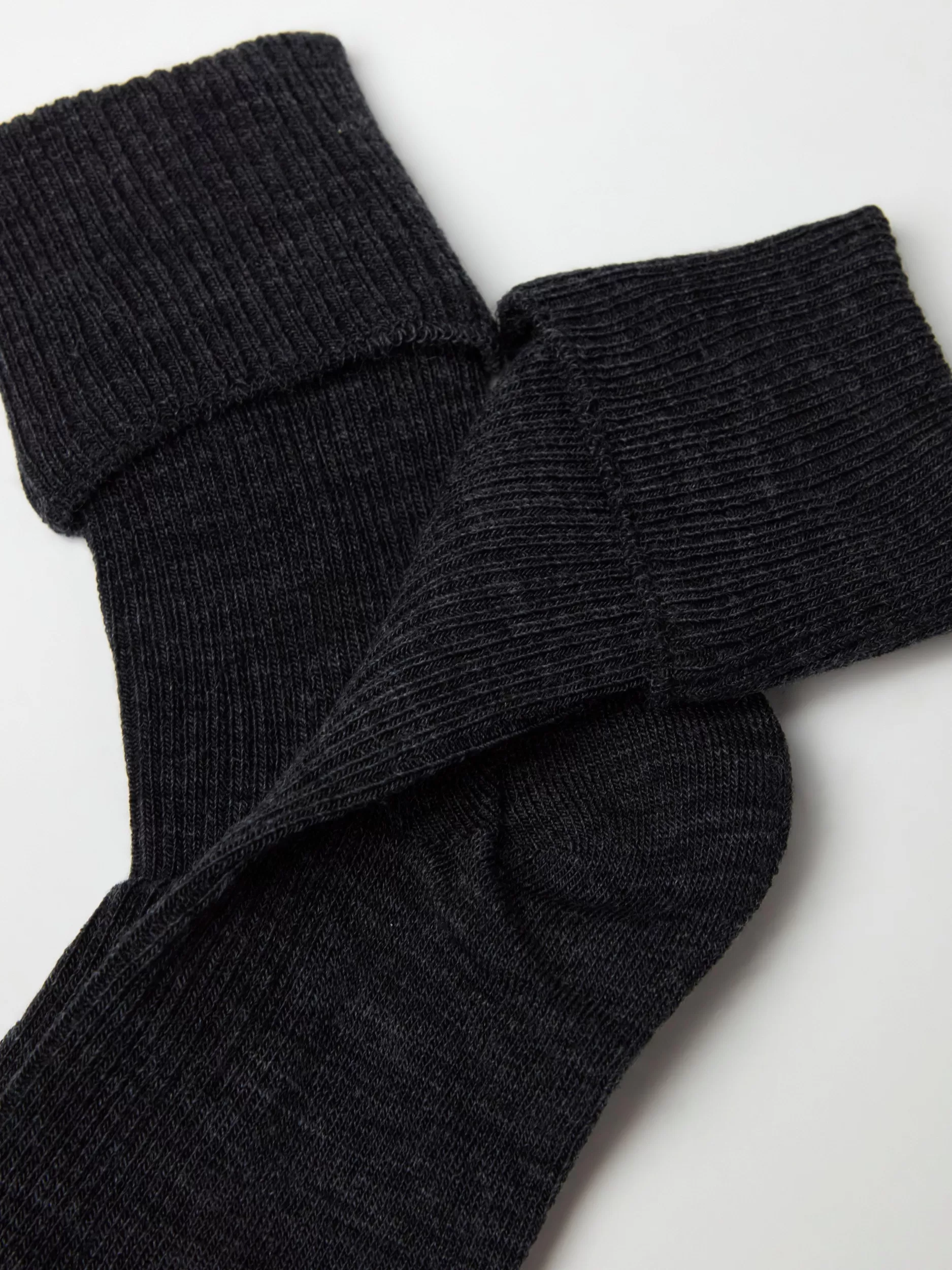 Lindex Sokker<Ribbestrikkede Merinoullsokker Offblack Melange