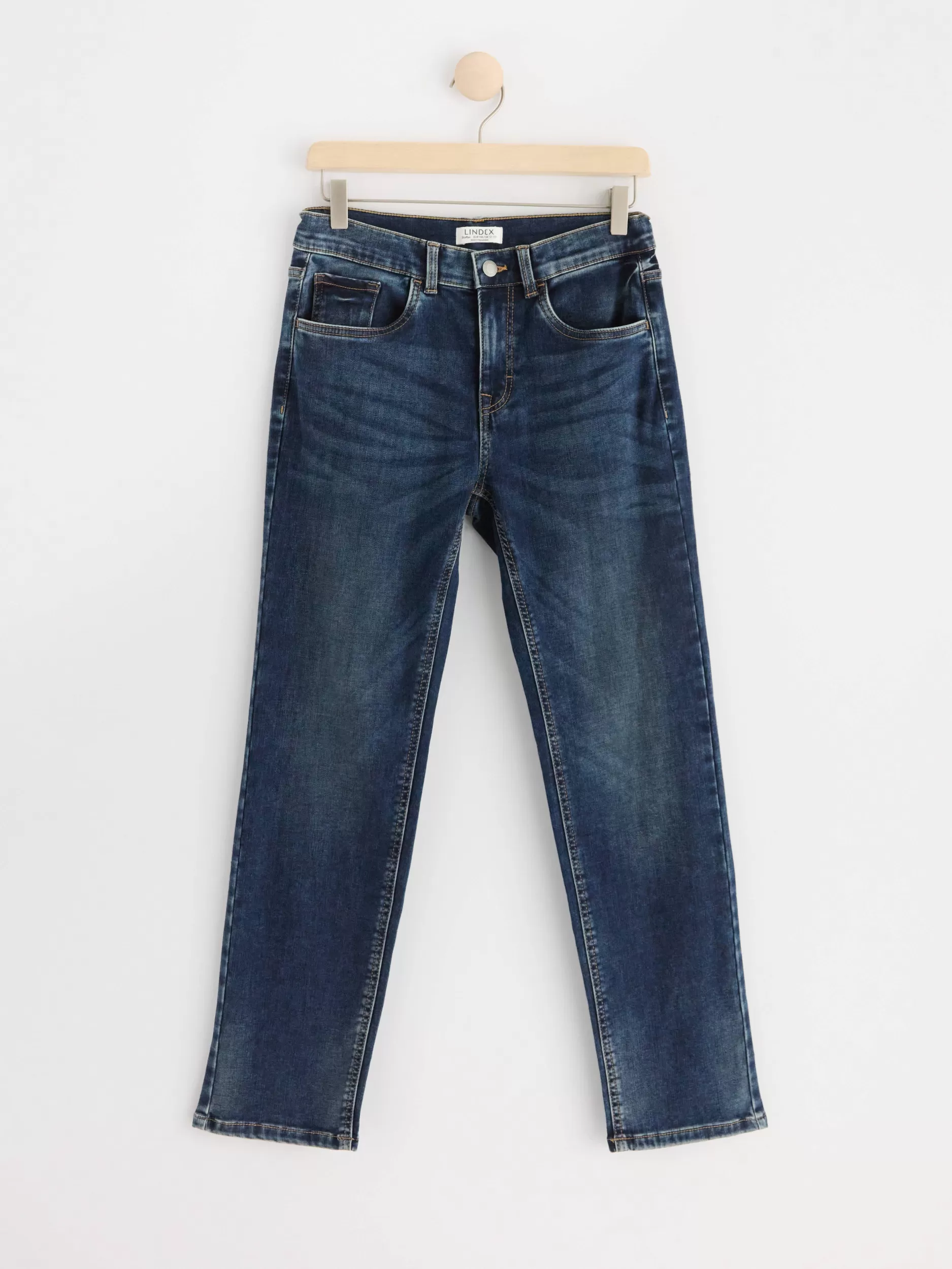 Lindex Jeans<Staffan Rette Jeans Med Normalt Liv Og Borstet Innside Denim