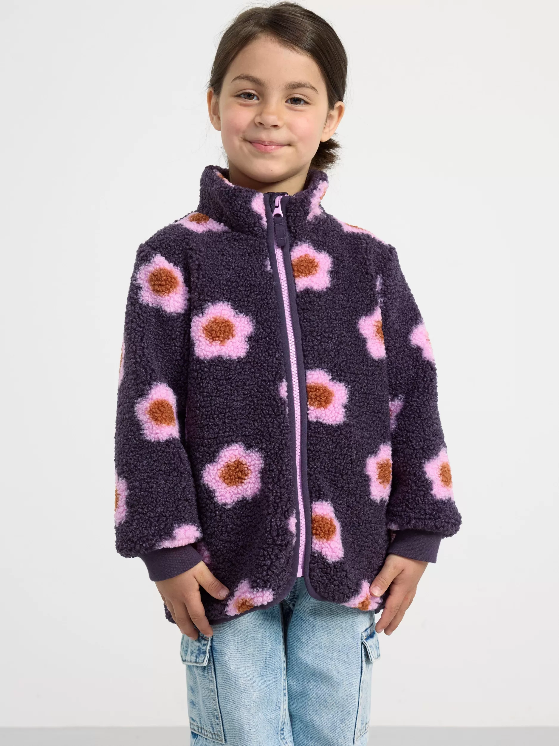 Lindex Yttertøy<Teddyjakkef Med Blomster Dark Lilac